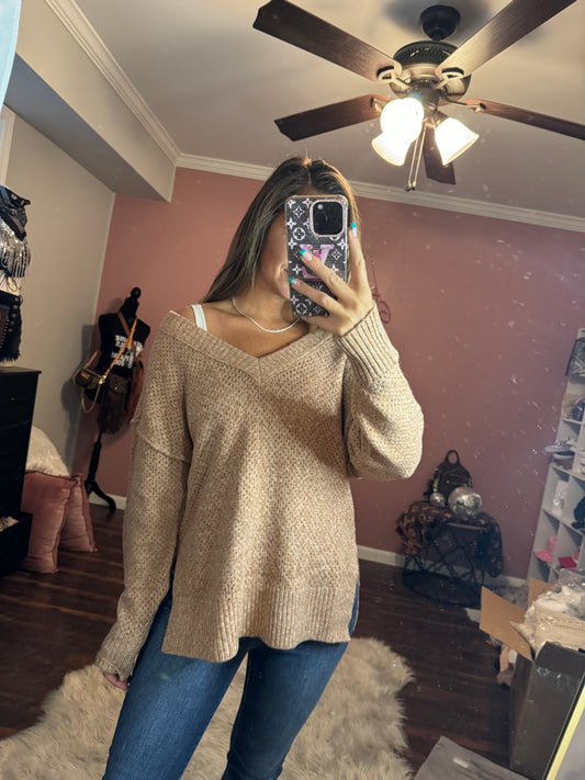 Eyelet Drop Shoulder Sweater
