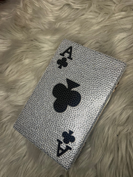 Poker Card Rhinestone Clutch